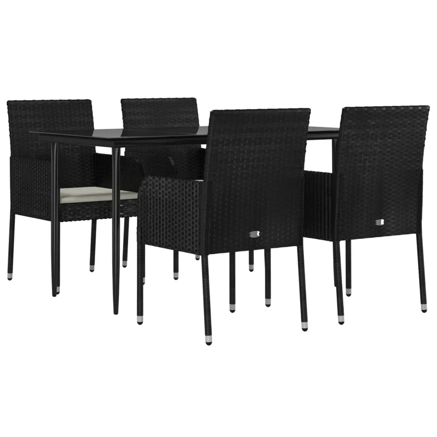 Ensemble à manger de jardin coussins 5pcs Noir Résine tressée - 3