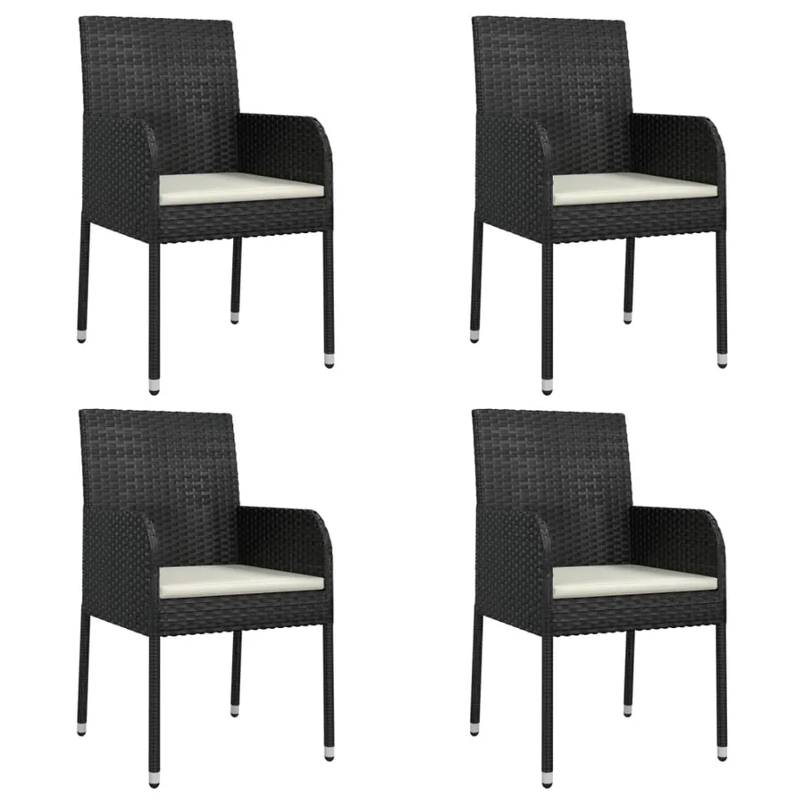 Ensemble à manger de jardin coussins 5pcs Noir Résine tressée - 4