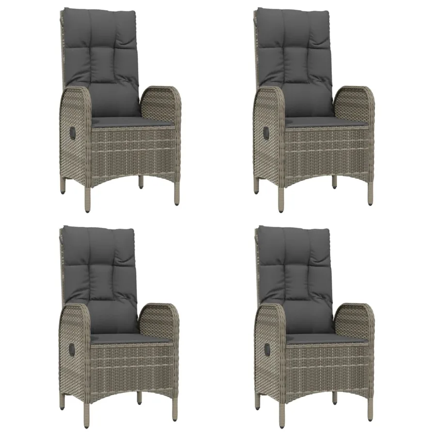 Ensemble à manger de jardin coussins 5 pcs noir et gris - 4