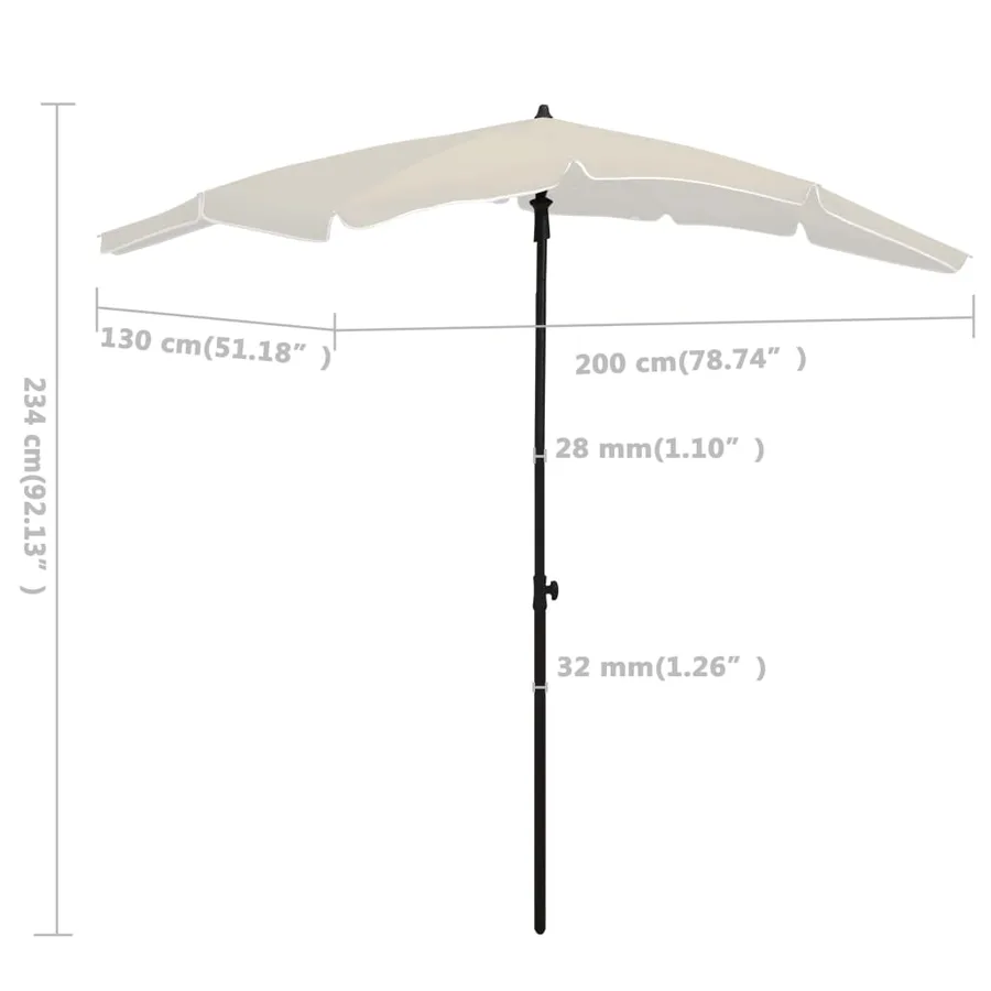 Parasol de jardin avec mât 200x130 cm sable - 6