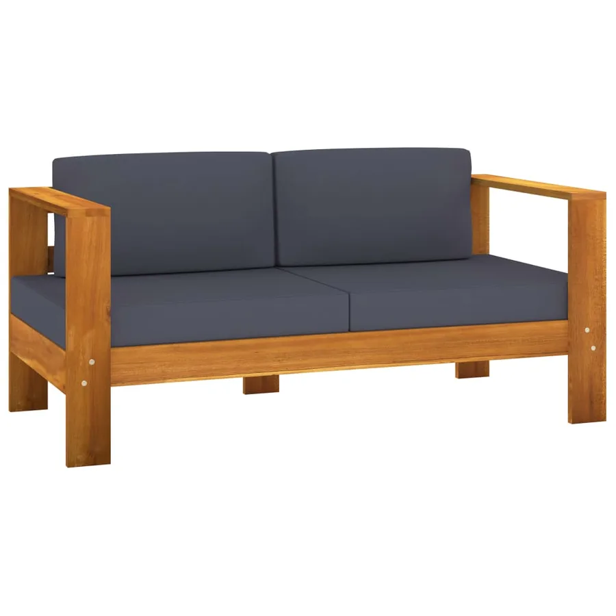 Salon de jardin 8 pcs avec coussins gris foncé Bois d'acacia - 16
