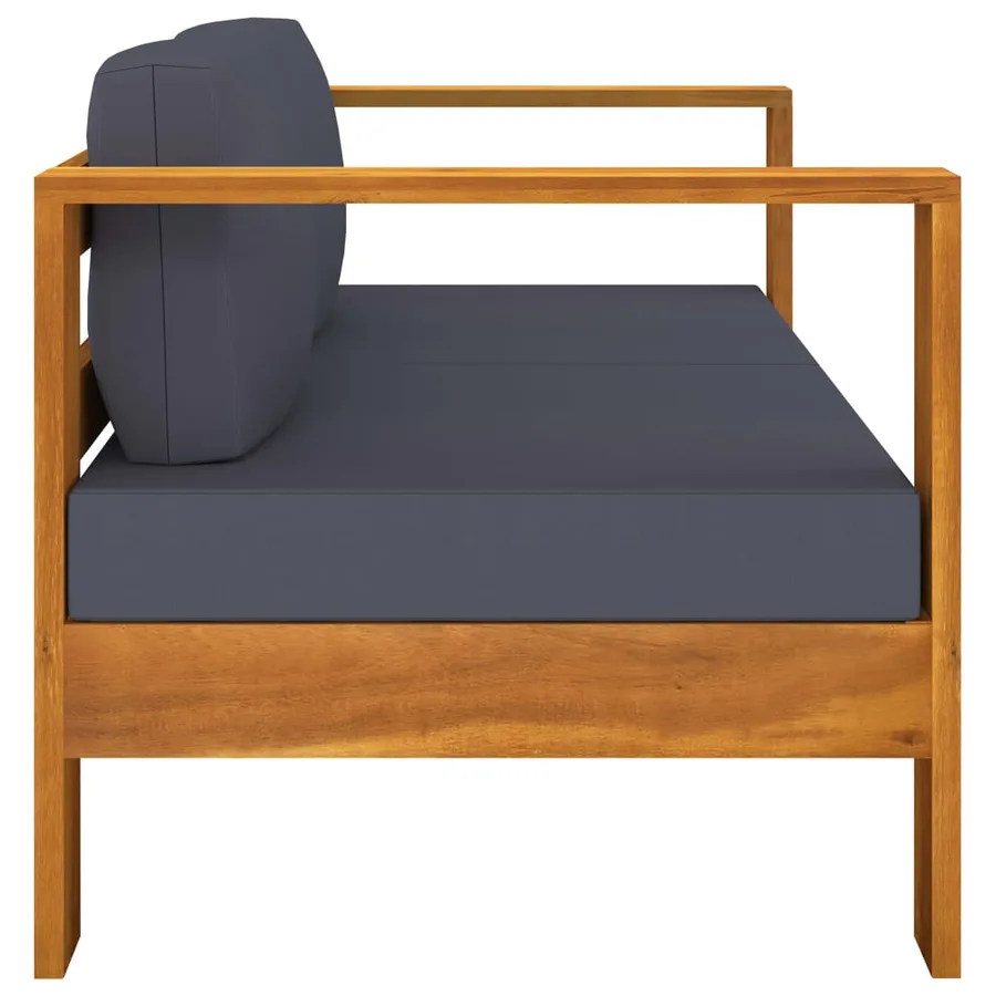 Salon de jardin 8 pcs avec coussins gris foncé Bois d'acacia - 17