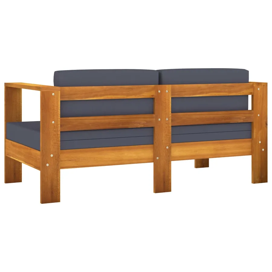 Salon de jardin 8 pcs avec coussins gris foncé Bois d'acacia - 18