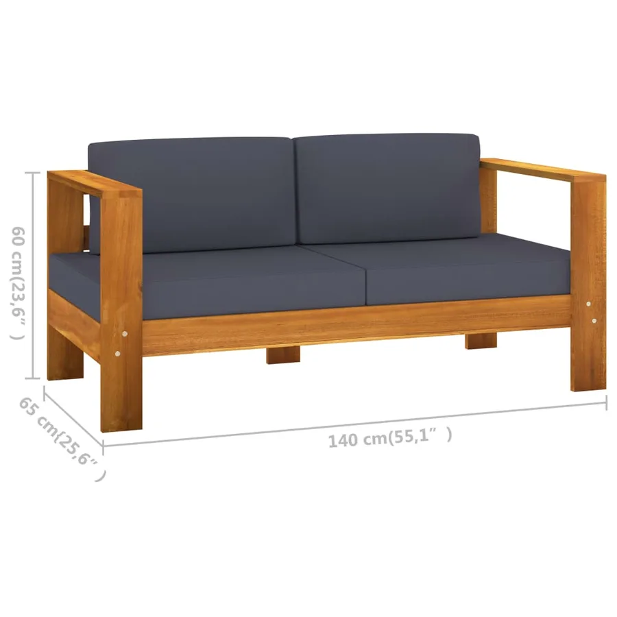 Salon de jardin 10 pcs avec coussins gris foncé Bois d'acacia - 11