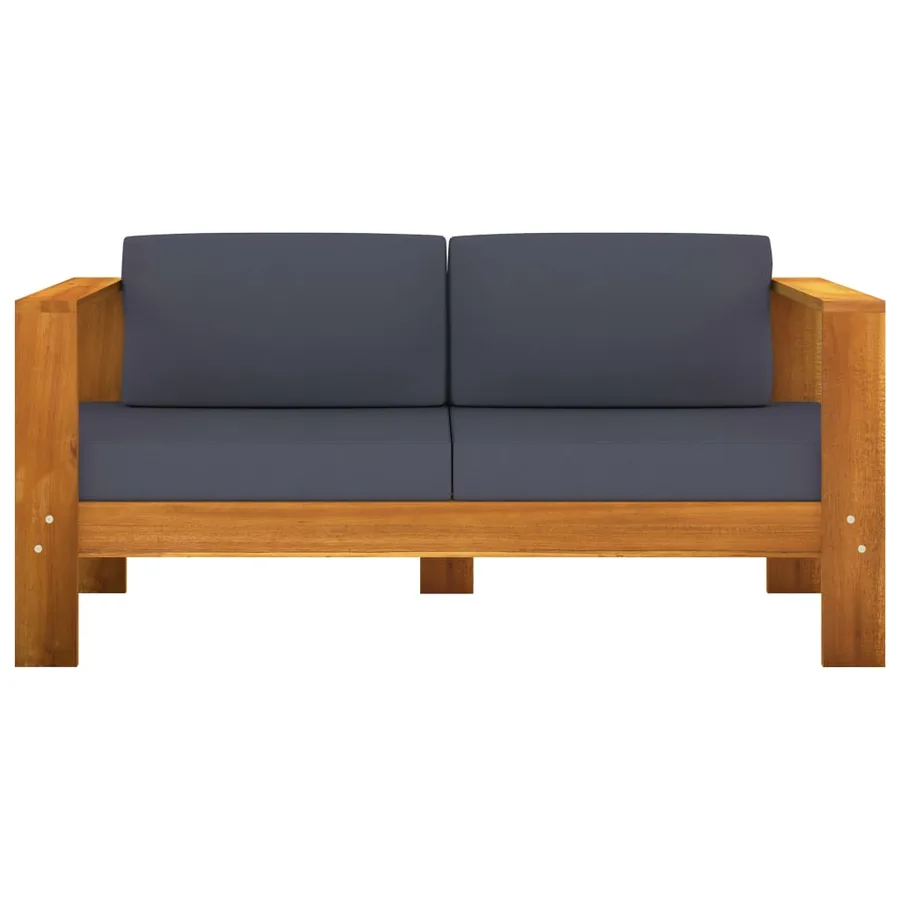 Salon de jardin 10 pcs avec coussins gris foncé Bois d'acacia - 17