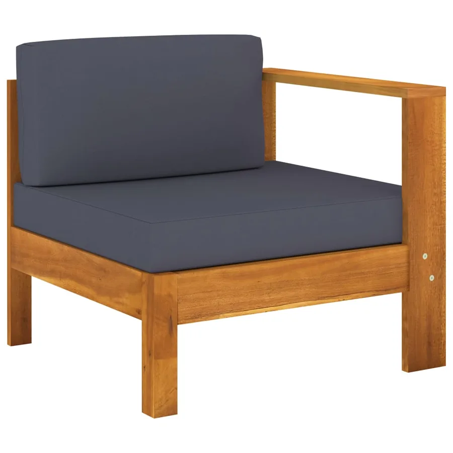 Salon de jardin 10 pcs avec coussins gris foncé Bois d'acacia - 3