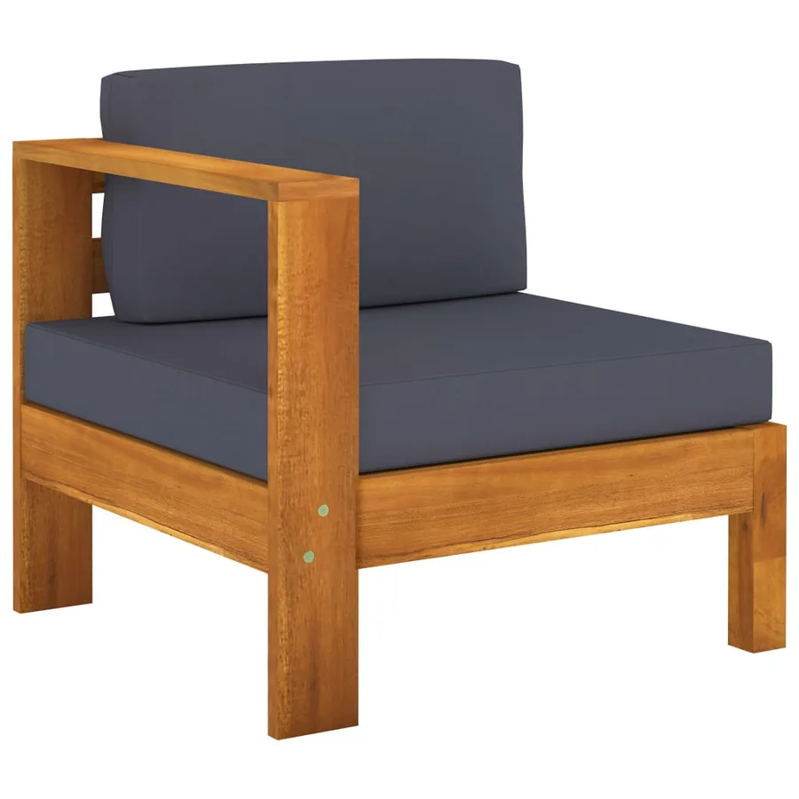 Salon de jardin 10 pcs avec coussins gris foncé Bois d'acacia - 4