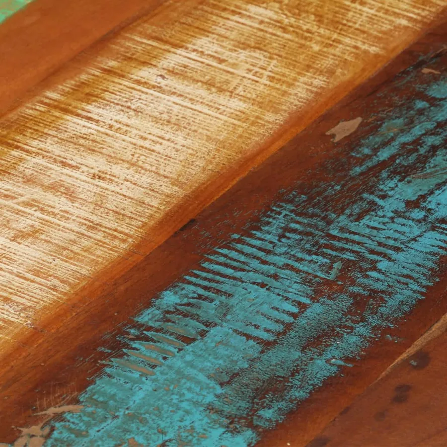 Table basse ronde 68x37 cm Bois de récupération massif - 4