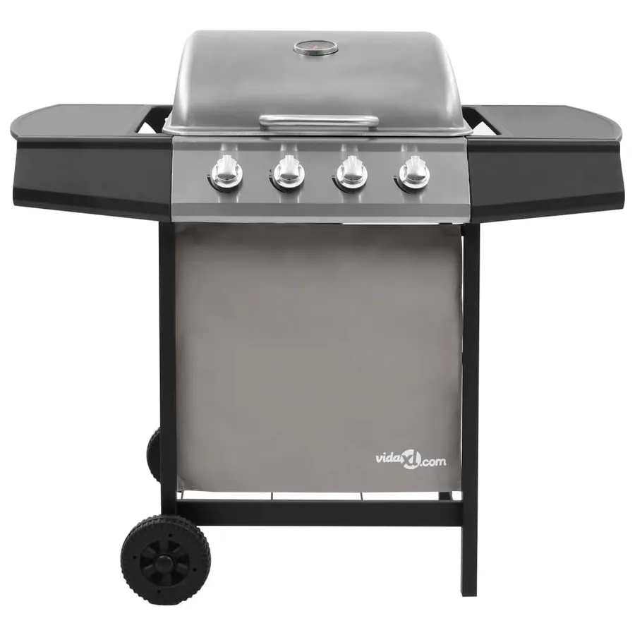 Barbecue gril à gaz avec 4 brûleurs Noir et argenté - 2