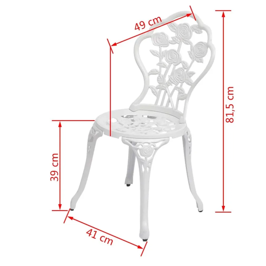 Chaises de bistro lot de 2 Aluminium coulé Blanc - 5