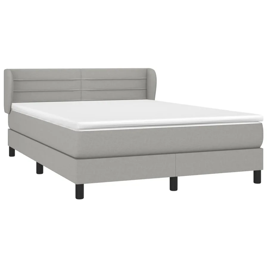 Sommier à lattes de lit avec matelas Gris clair 140x190cm Tissu - 3