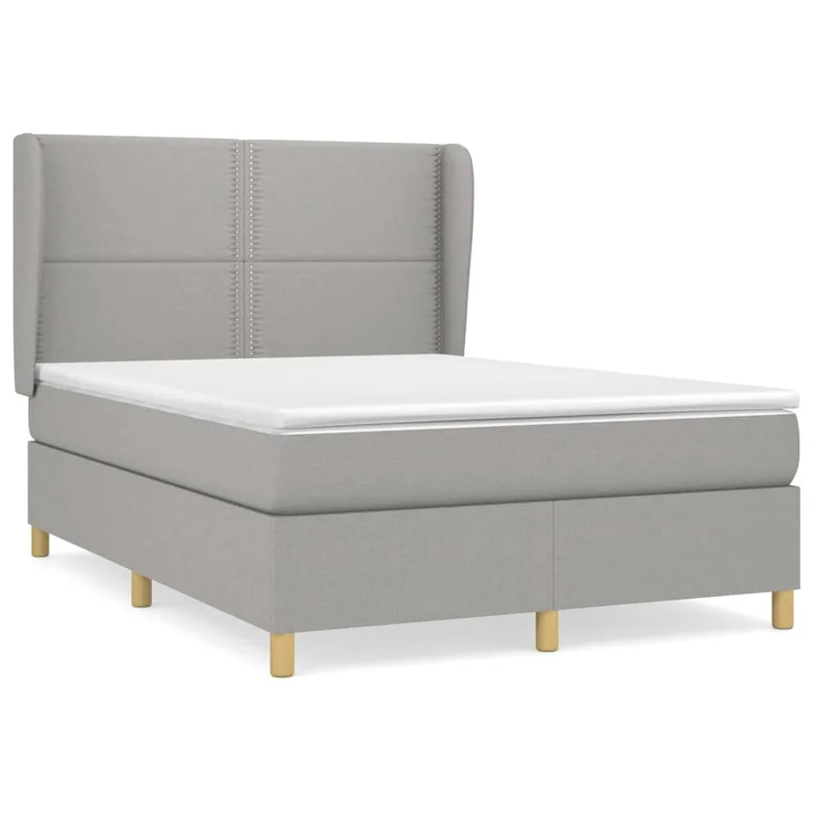 Sommier à lattes de lit avec matelas Gris clair 140x190cm Tissu - 2