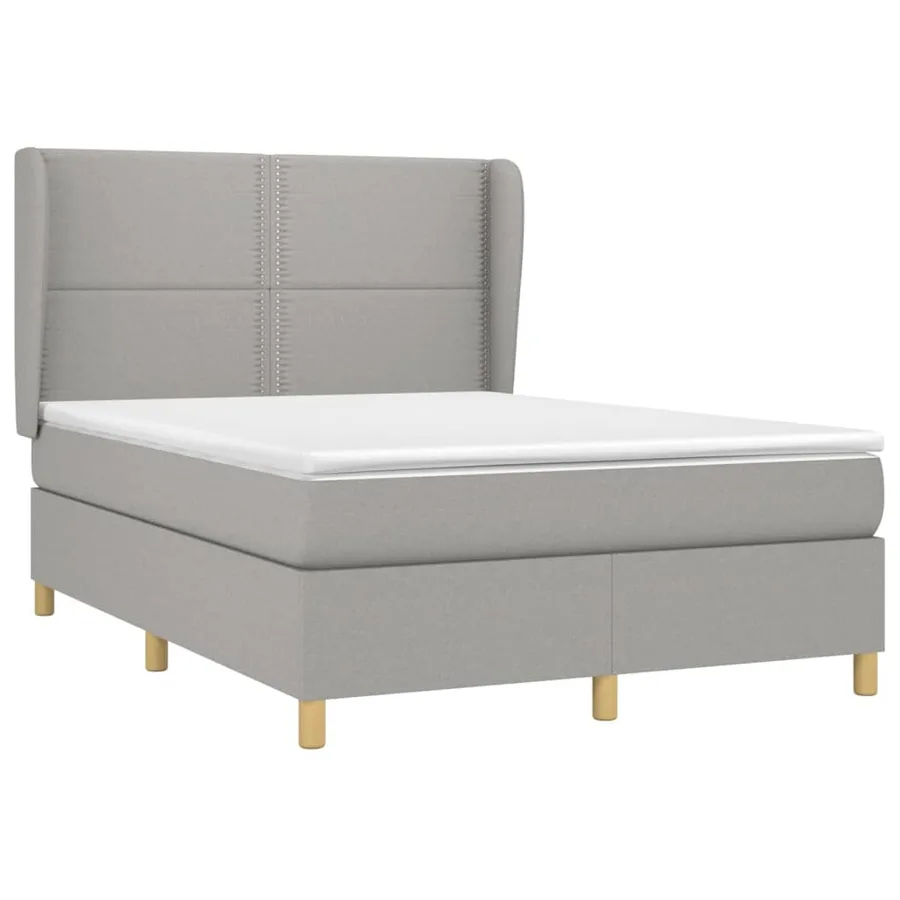 Sommier à lattes de lit avec matelas Gris clair 140x190cm Tissu - 3
