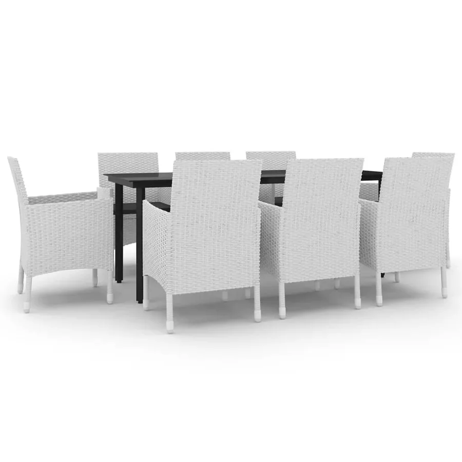 Ensemble à manger de jardin coussins 9 pcs Résine tressée Verre - 2