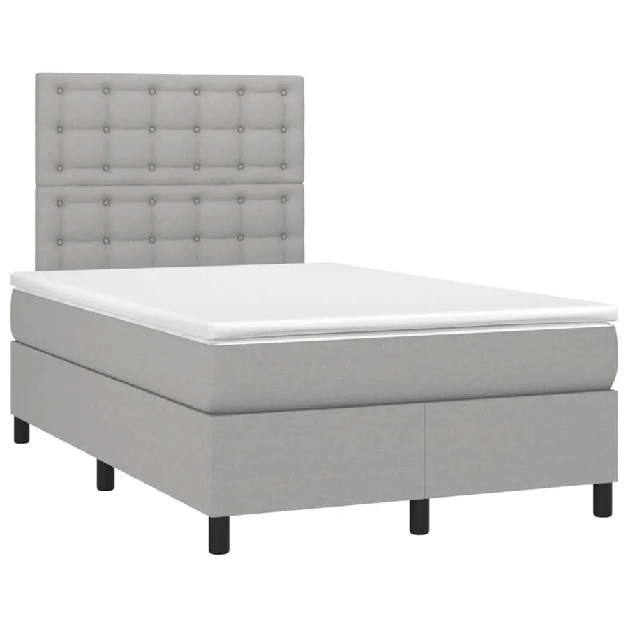 Sommier à lattes de lit et matelas et LED Gris clair 120x200 cm - 3