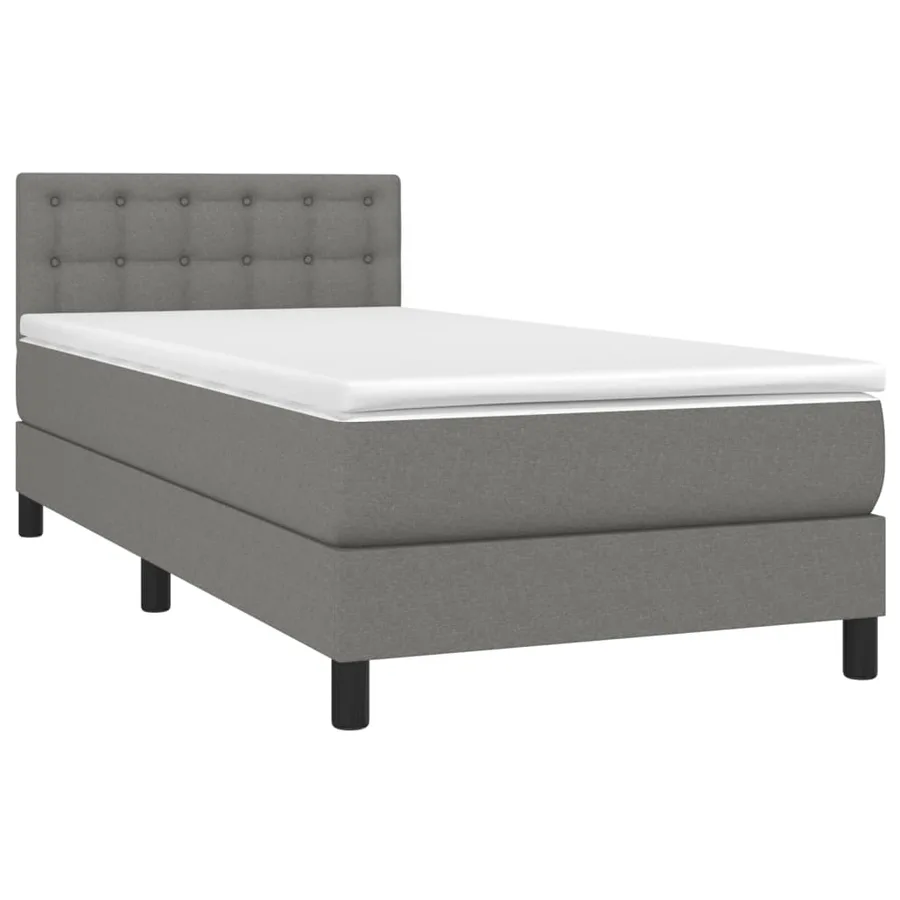 Sommier à lattes de lit avec matelas et LED Gris foncé 90x190cm - 3
