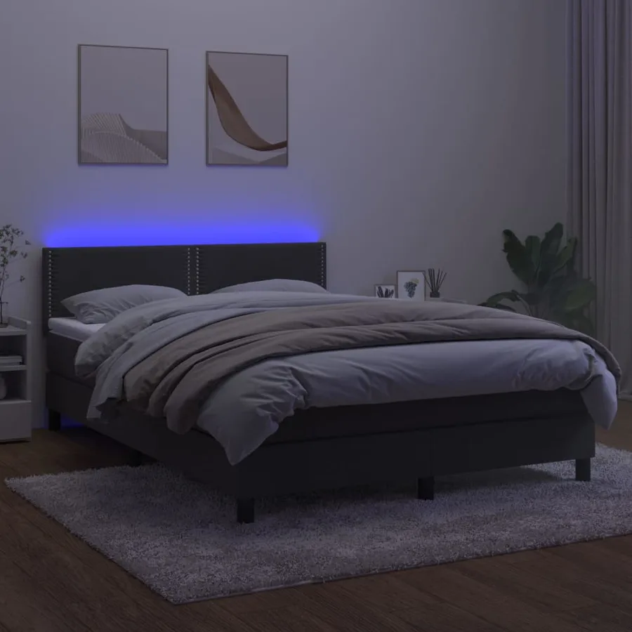 Sommier à lattes de lit avec matelas LED Gris foncé 140x200 cm - 3