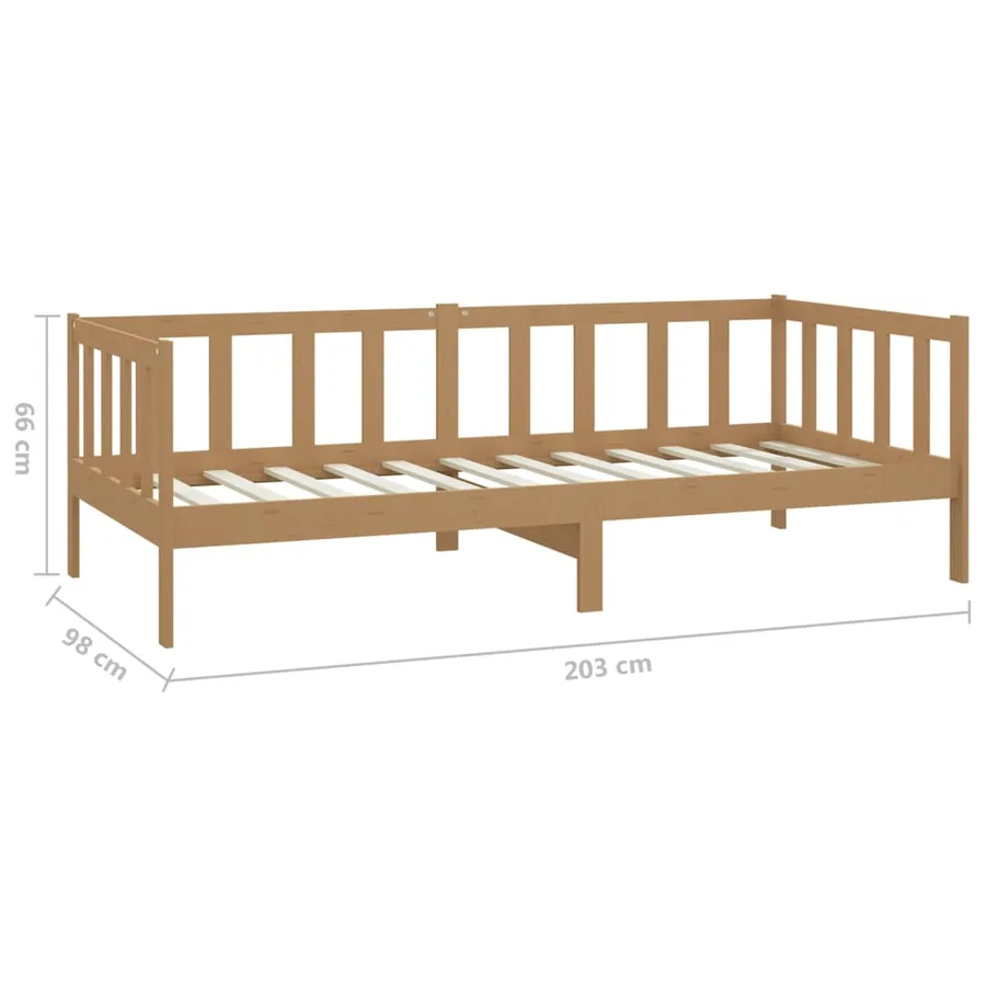 Lit de repos et matelas 90x200cm Marron miel Bois de pin massif - 10