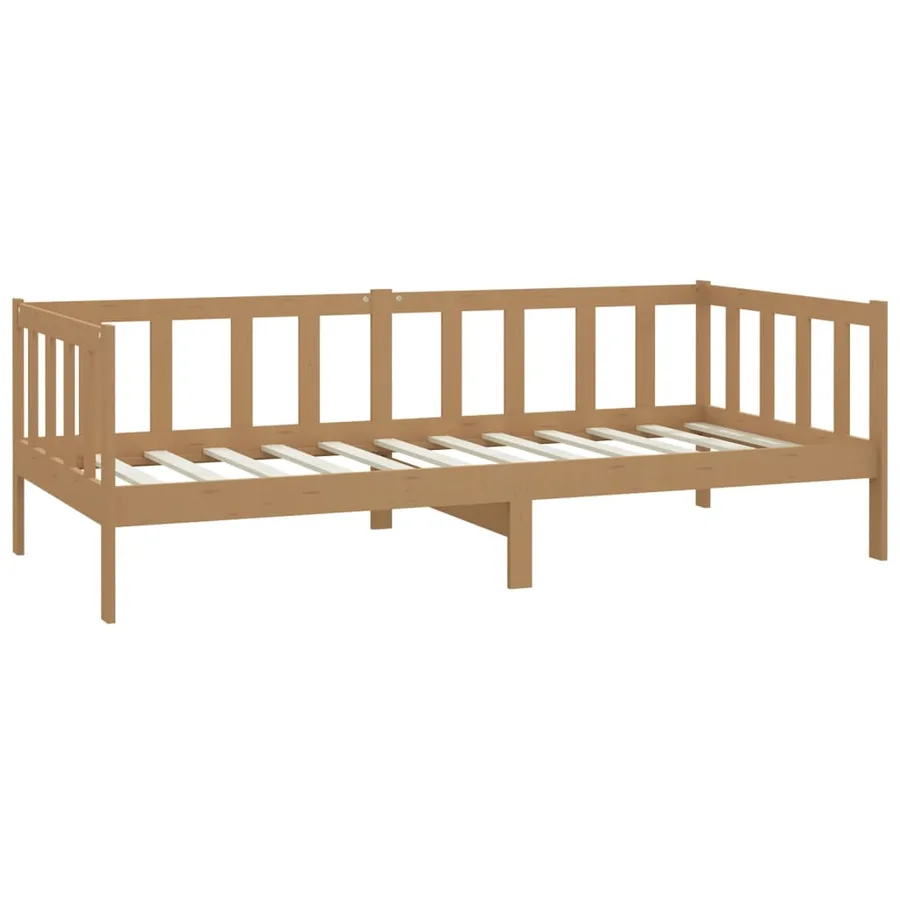 Lit de repos et matelas 90x200cm Marron miel Bois de pin massif - 5