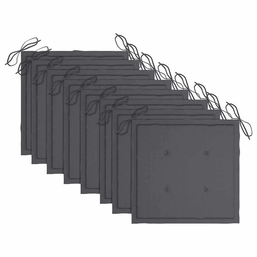 Chaises de jardin avec coussins anthracite lot de 8 Teck massif - 6
