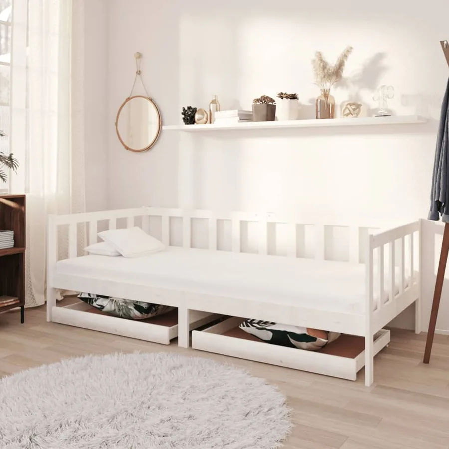 Lit de jour sans matelas avec tiroirs 90x200 cm blanc