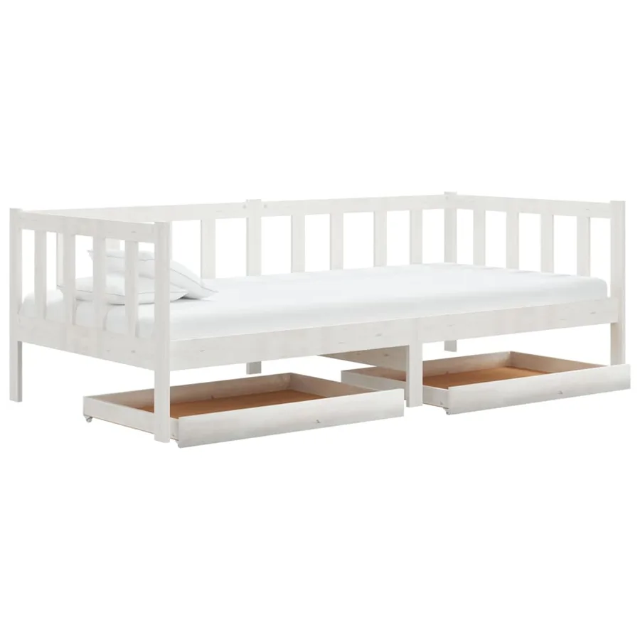 Lit de jour sans matelas avec tiroirs 90x200 cm blanc - 2