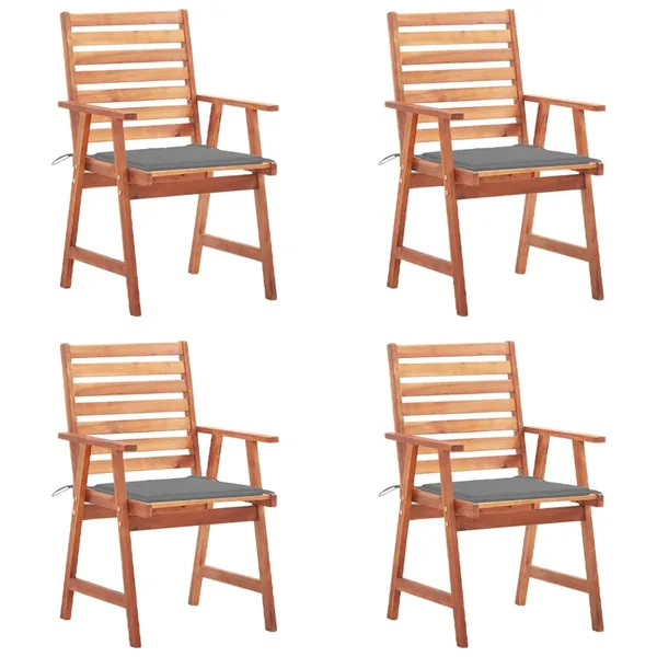 Chaises à manger d'extérieur lot de 4 et coussins Acacia massif