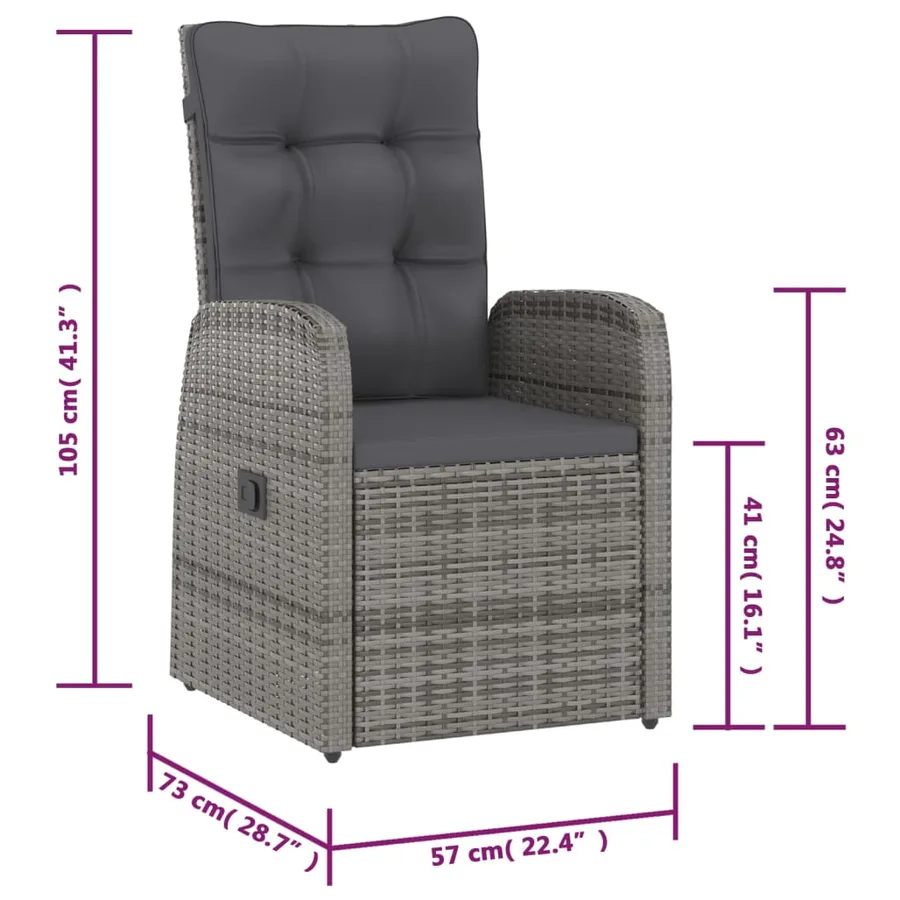 Ensemble à manger d'extérieur 9pcs coussins Résine tressée Gris - 13