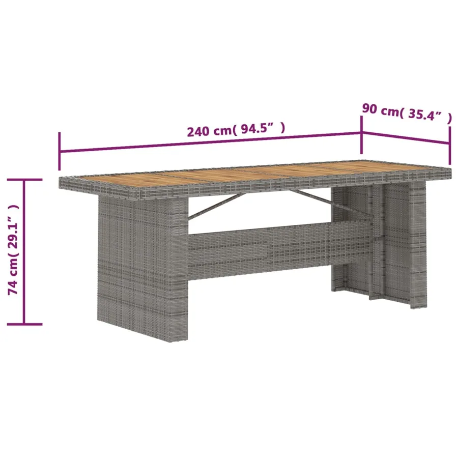 Ensemble à manger d'extérieur 9pcs coussins Résine tressée Gris - 14