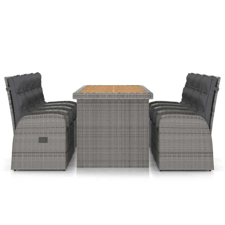 Ensemble à manger d'extérieur 9pcs coussins Résine tressée Gris - 3
