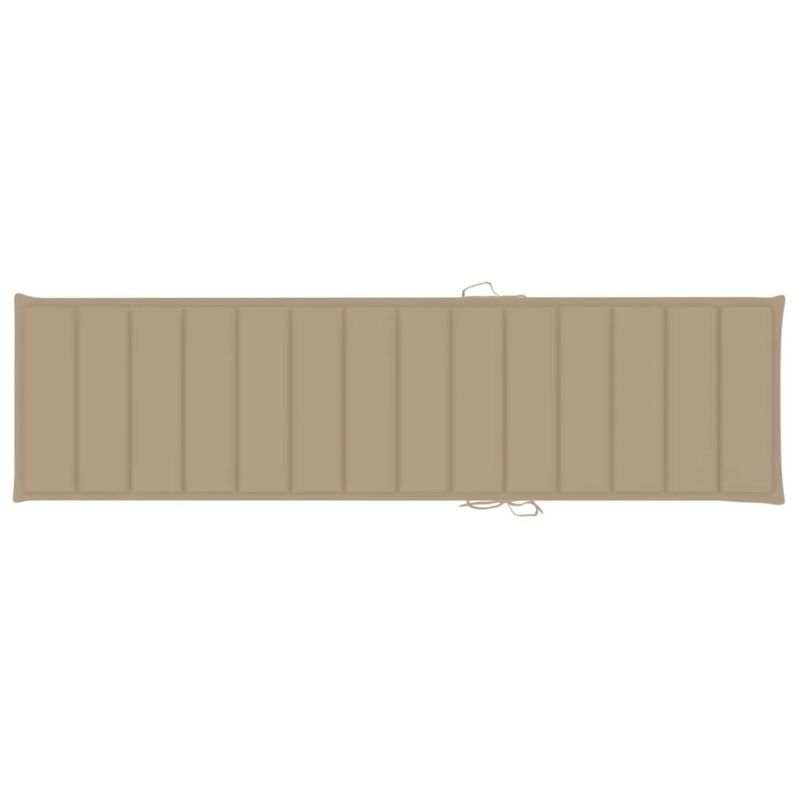 Chaise longue avec coussin beige Bois de teck solide - 13