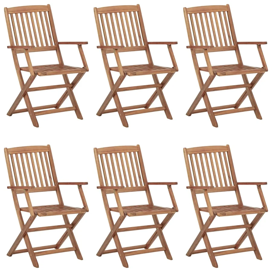 Chaises pliables d'extérieur lot de 6 Bois d'acacia solide