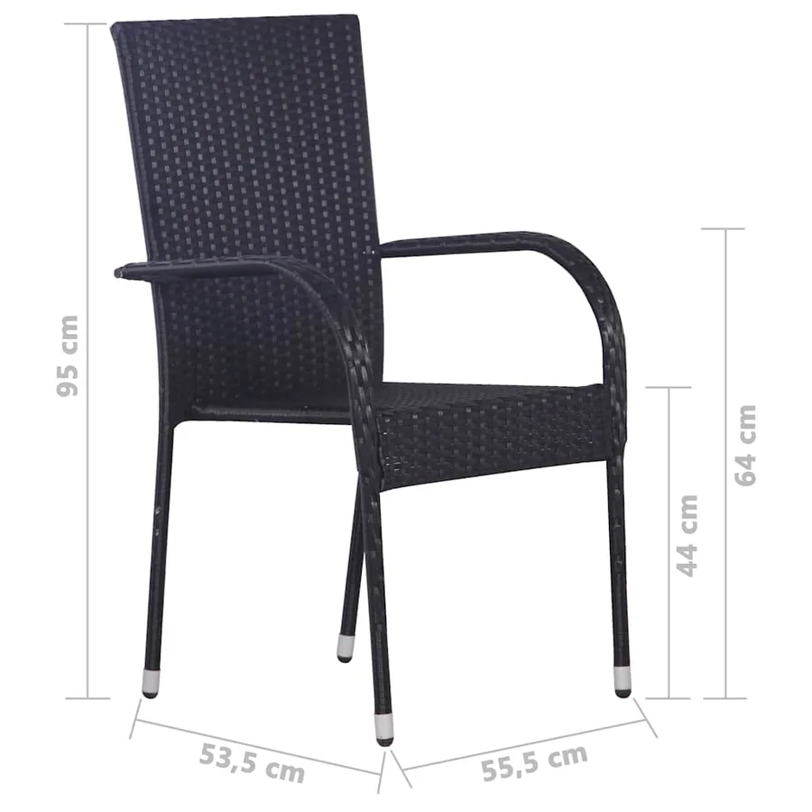 Ensemble à manger de jardin 7 pcs Résine tressée Noir - 11