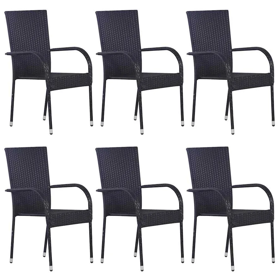 Ensemble à manger de jardin 7 pcs Résine tressée Noir - 3