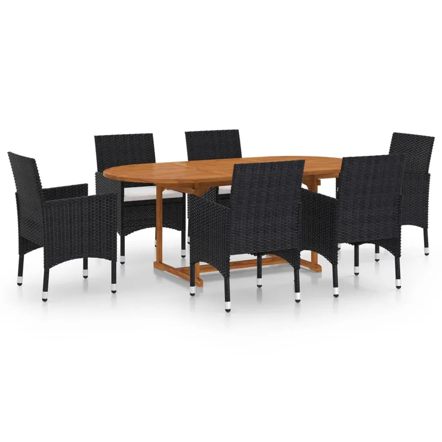 Ensemble à manger de jardin 7 pcs Résine tressée Noir - 2