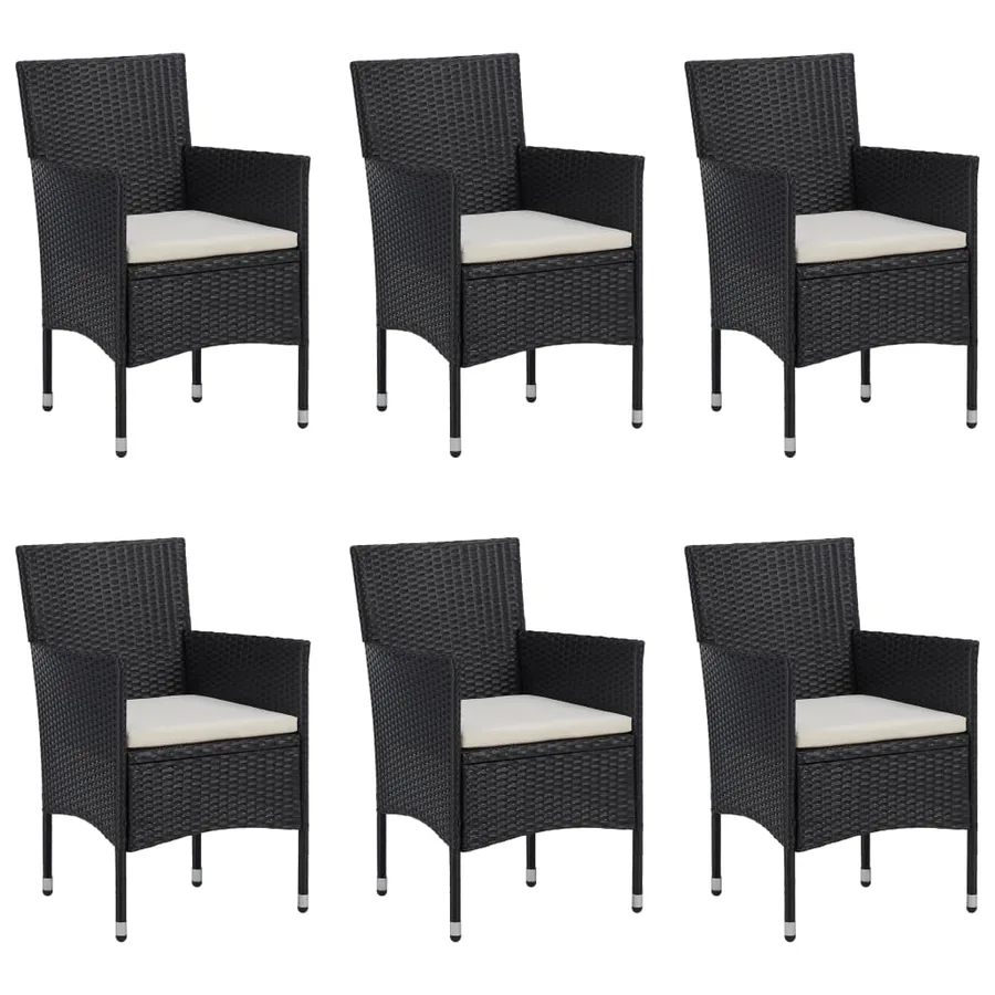 Ensemble à manger de jardin 7 pcs Résine tressée Noir - 3