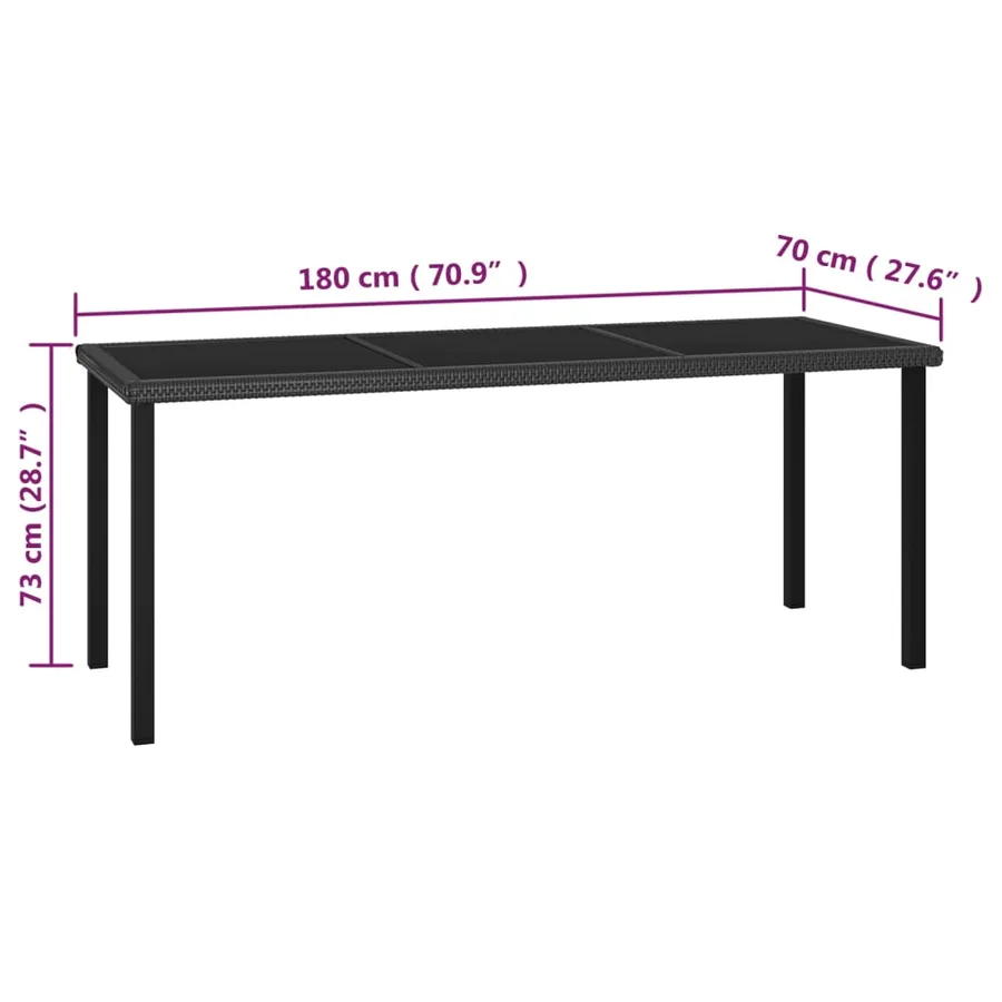 Ensemble à manger de jardin 9 pcs Résine tressée Noir - 11