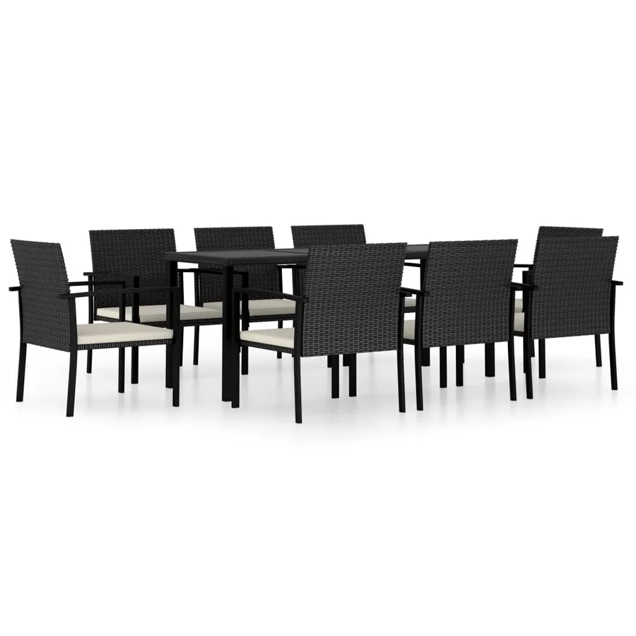 Ensemble à manger de jardin 9 pcs Résine tressée Noir - 2