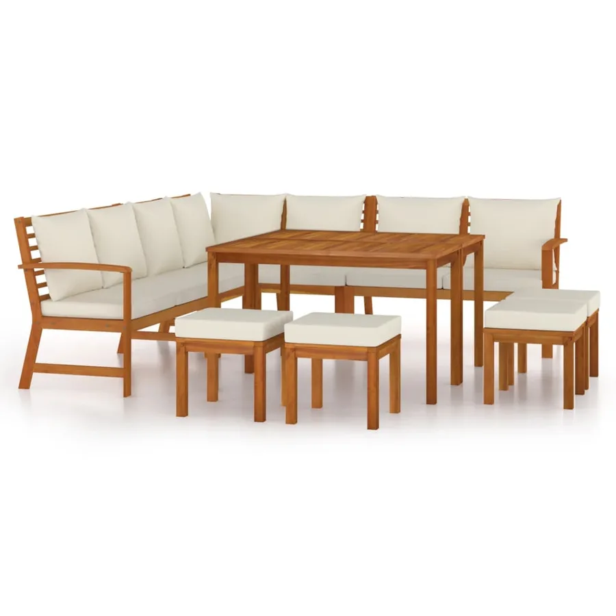 Ensemble à manger de jardin avec coussins 11 pcs bois d'acacia - 2