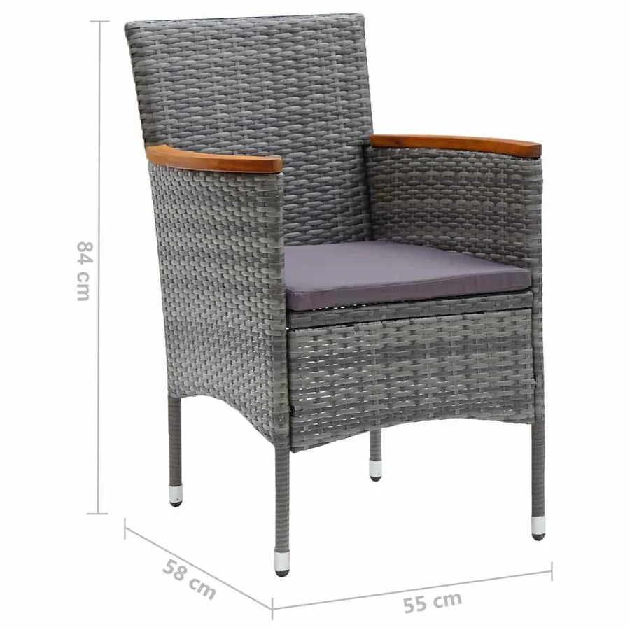 Ensemble à manger de jardin 9 pcs Gris - 10