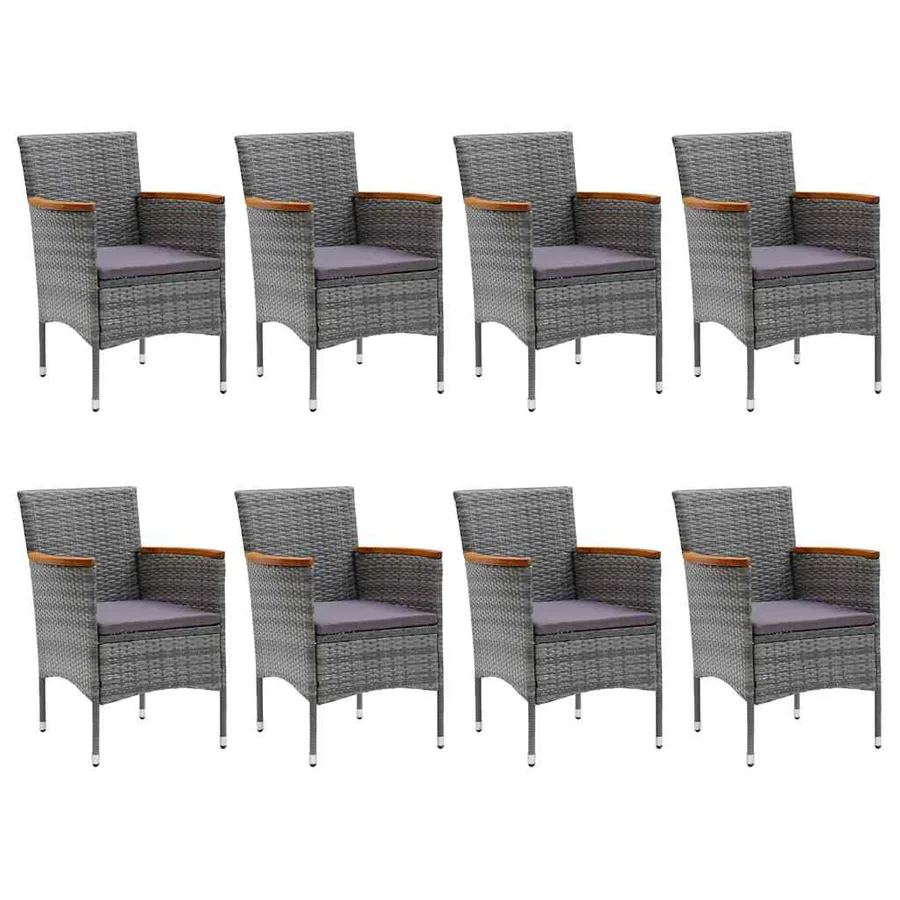 Ensemble à manger de jardin 9 pcs Gris - 5