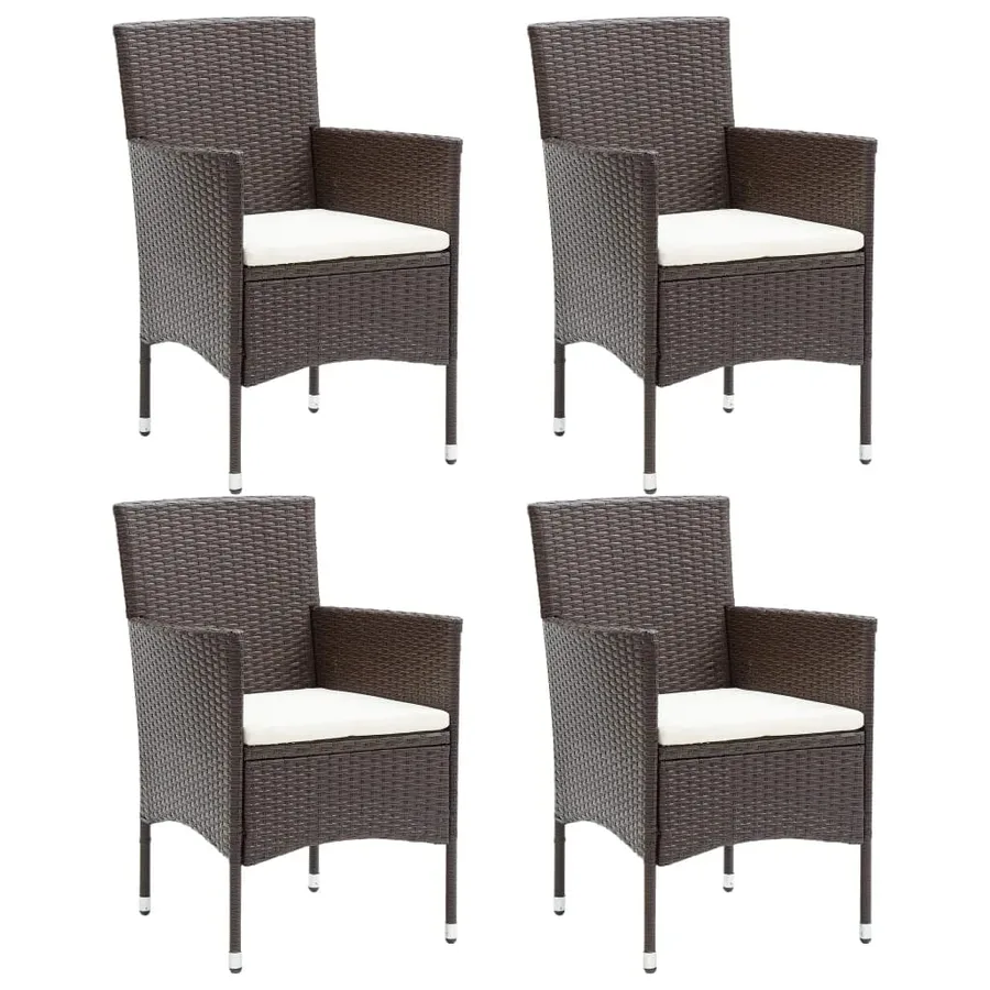 Ensemble à manger de jardin et coussins 5 pcs Poly rotin Marron - 3