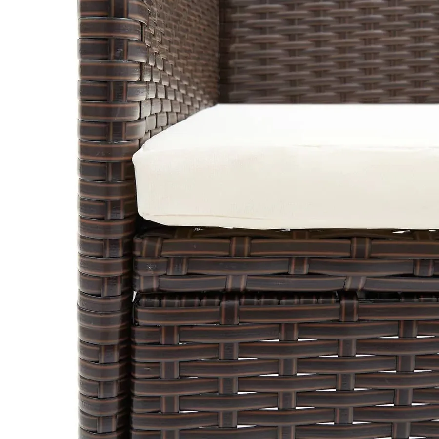 Ensemble à manger de jardin et coussins 5 pcs Poly rotin Marron - 8