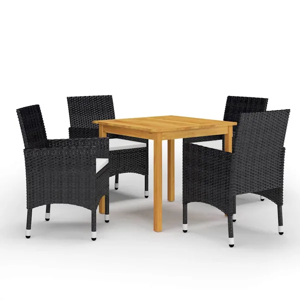 Ensemble à manger de jardin 5 pcs Noir