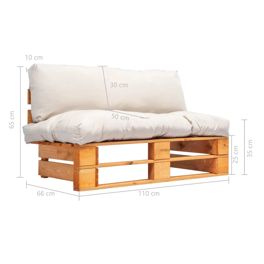 Canapé de jardin palette avec coussins sable Pinède - 5