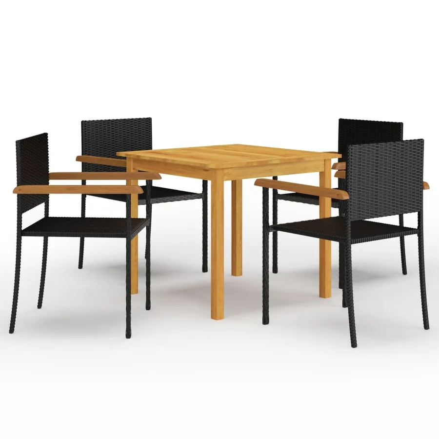 Ensemble à manger de jardin 5 pcs Noir
