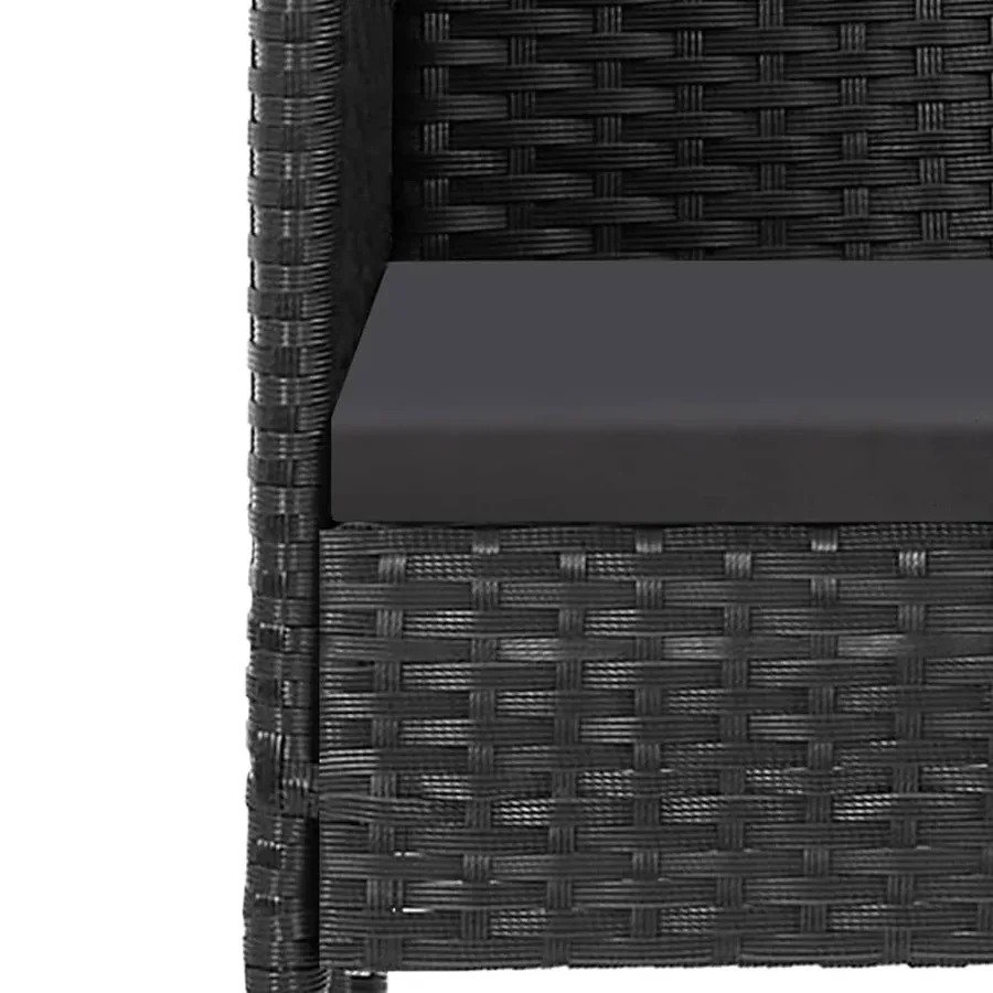 Ensemble à manger de jardin coussins 5pcs Noir Résine tressée - 6