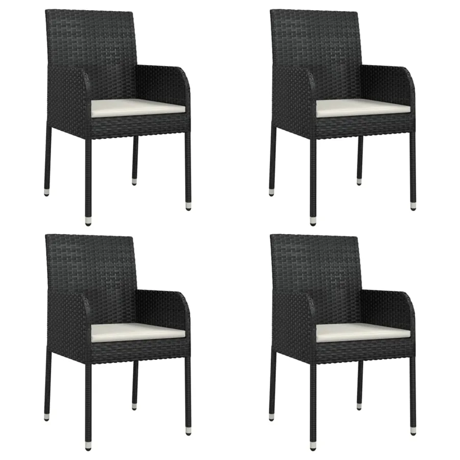Ensemble à manger de jardin coussins 5pcs Noir Résine tressée - 4