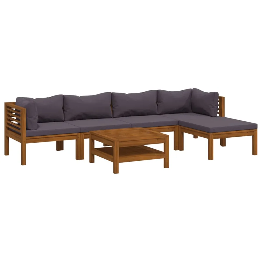Salon de jardin 7 pcs avec coussin Bois d'acacia solide - 2