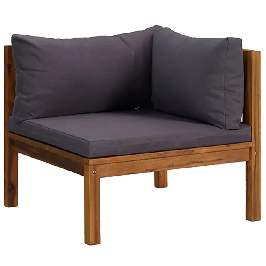 Salon de jardin 7 pcs avec coussin Bois d'acacia solide - 3